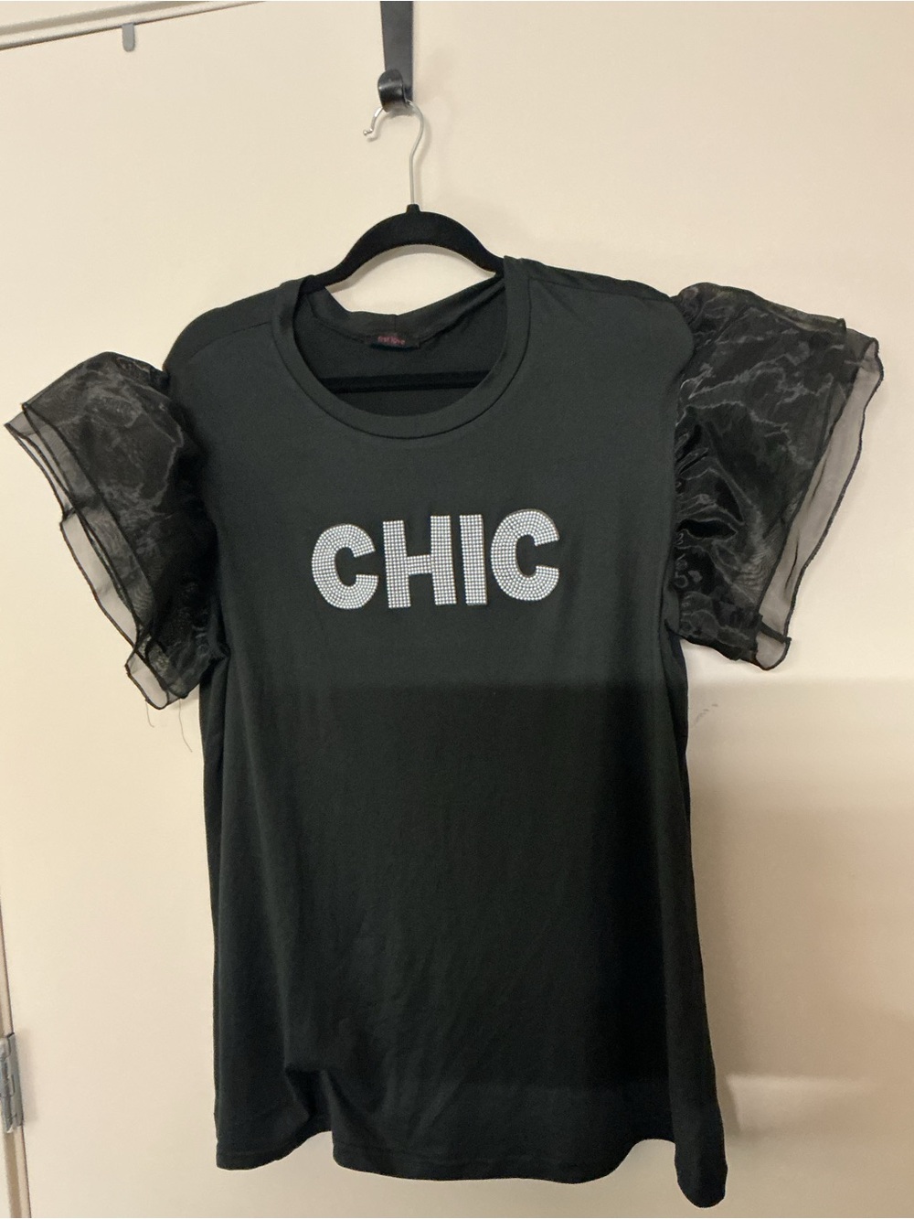 First Love Black Crewneck Tee with Subtle Logo